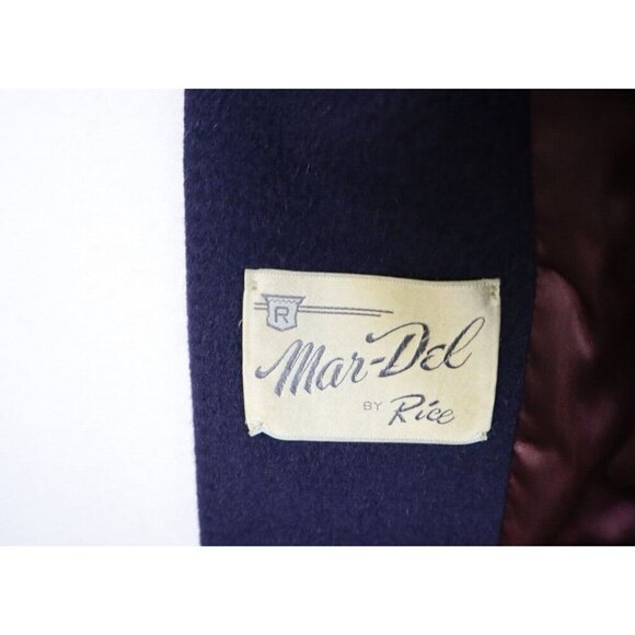 VINTAGE 60s WOMEN'S BLUE WOOL DOUBLE BREASTED OVERCOAT - MAR-DEL - SIZE S - Picture 6 of 6